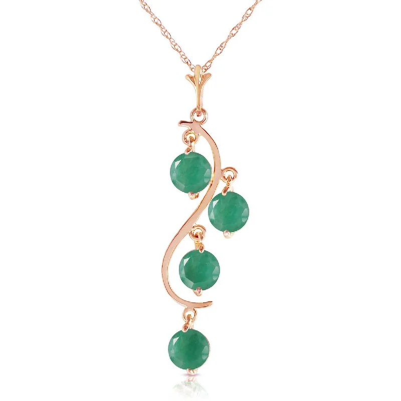 14K Solid Rose Gold Emerald Necklace New