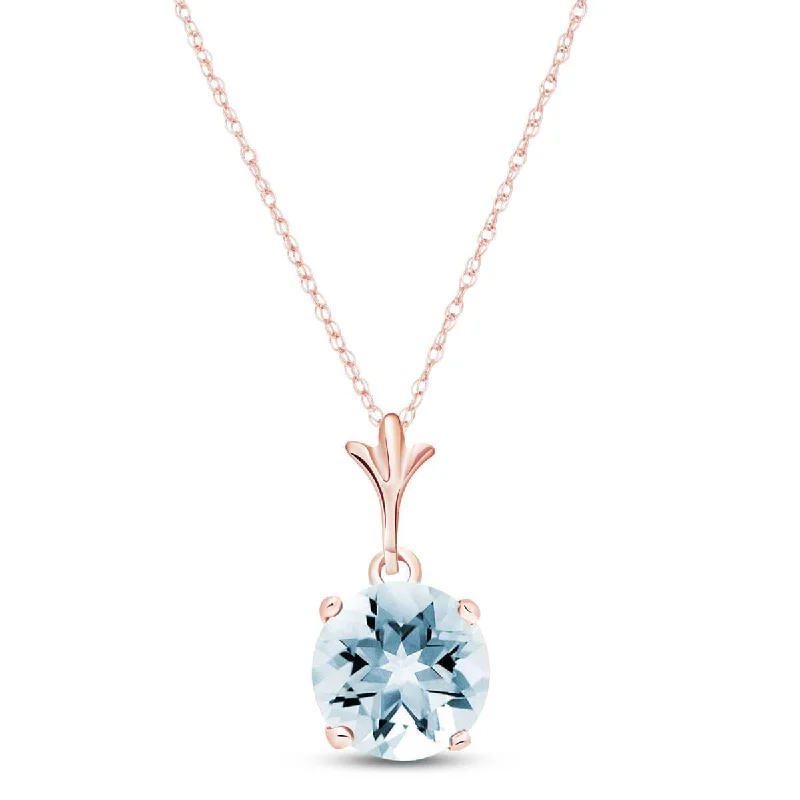 14K Solid Rose Gold Natural Aquamarine Necklace