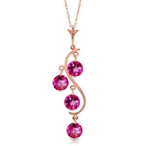 14K Solid Rose Gold Pink Topaz Gemstone Limited Edition Necklace