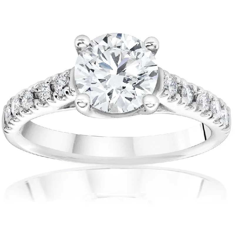 14k White Gold 1 1/4ct TDW Diamond Clarity Enhanced Engagement Diamond Solitaire Accent Ring