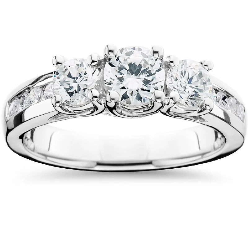 14k White Gold 1 3/4ct TDW 3-Stone Diamond Engagement Ring