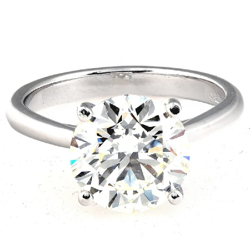 14k White Gold 4ct DEW Moissanite Solitaire Engagement Ring