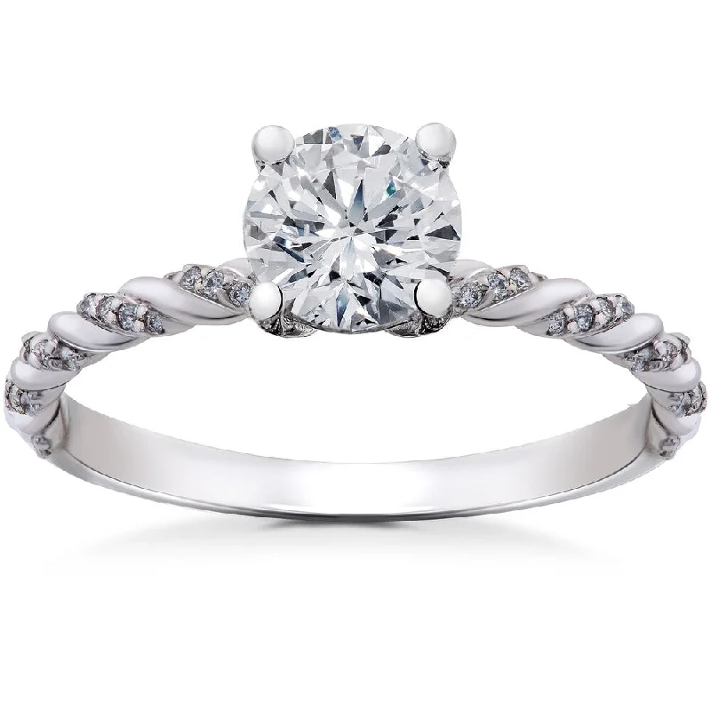 14k White Gold 7/8 ct Lab Grown Round Eco-Friendly Diamond Engagement Ring