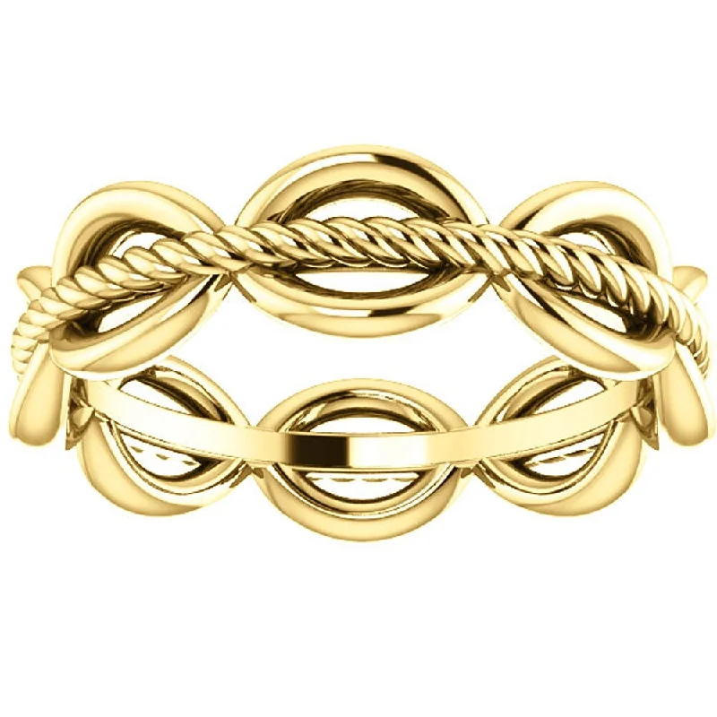 14k Yellow Gold Womens Rope Design 5mm Wedding Band Stackable Ring