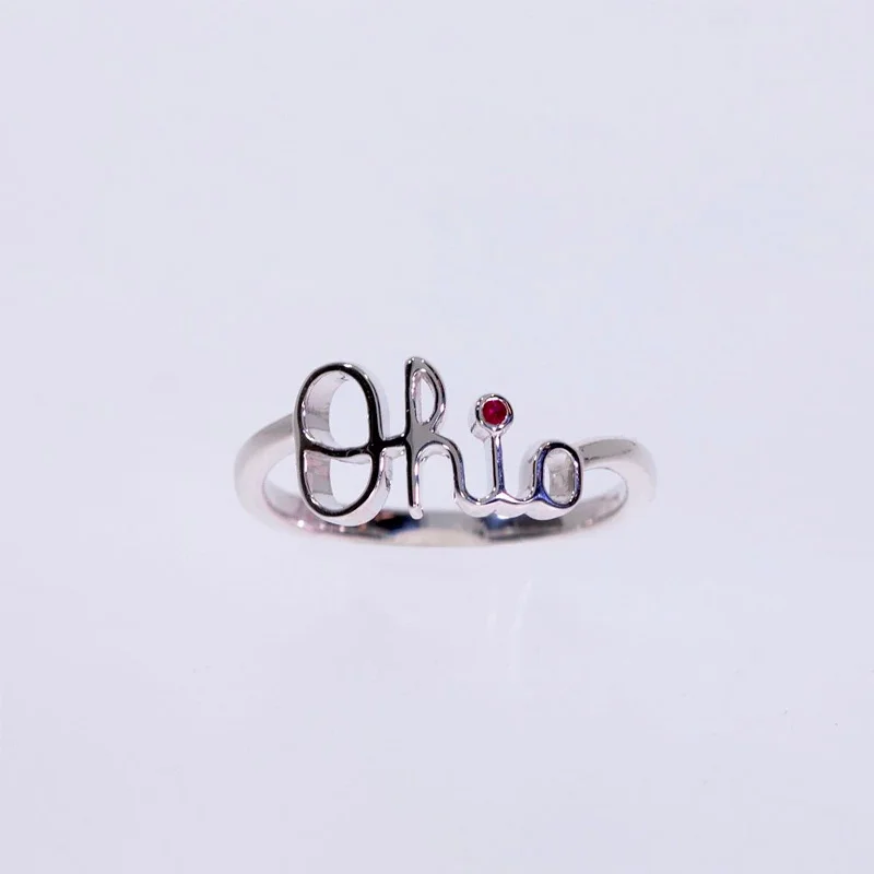 OSU Script Ohio Ring with Ruby (Size 6)