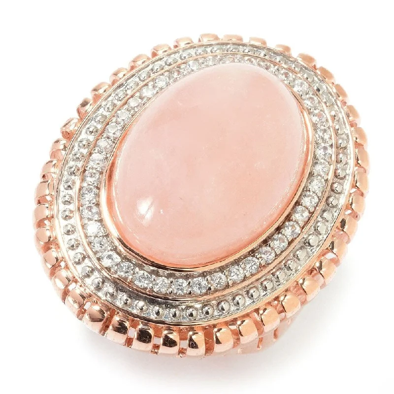 18K Vermeil 14ctw Morganite & White Zircon Cocktail Ring Size - peach