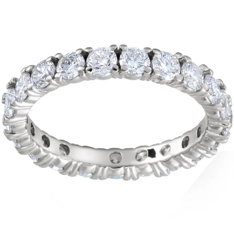 2 1/8 cttw Diamond Eternity Ring Womens Stackable Round 14k White Gold Band