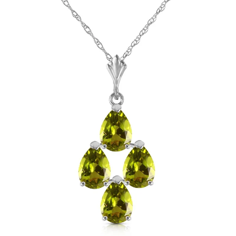 2.25 Carat 14K Solid White Gold Extended Presence Peridot Necklace