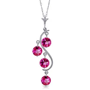 2.25 Carat 14K Solid White Gold Own Delight Pink Topaz Necklace