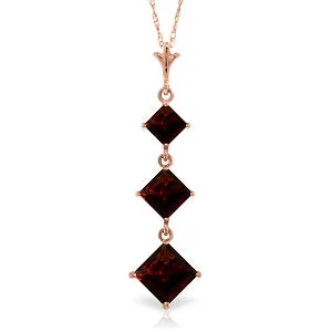 2.4 Carat 14K Solid Rose Gold Waterdrops Garnet Necklace