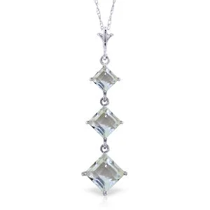 2.4 Carat 14K Solid White Gold Sweet Harmony Aquamarine Necklace