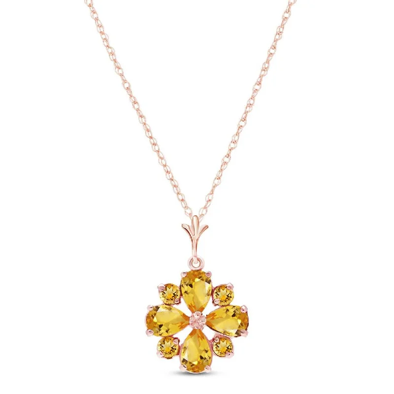 2.43 Carat 14K Solid Rose Gold Autumn Citrine Necklace