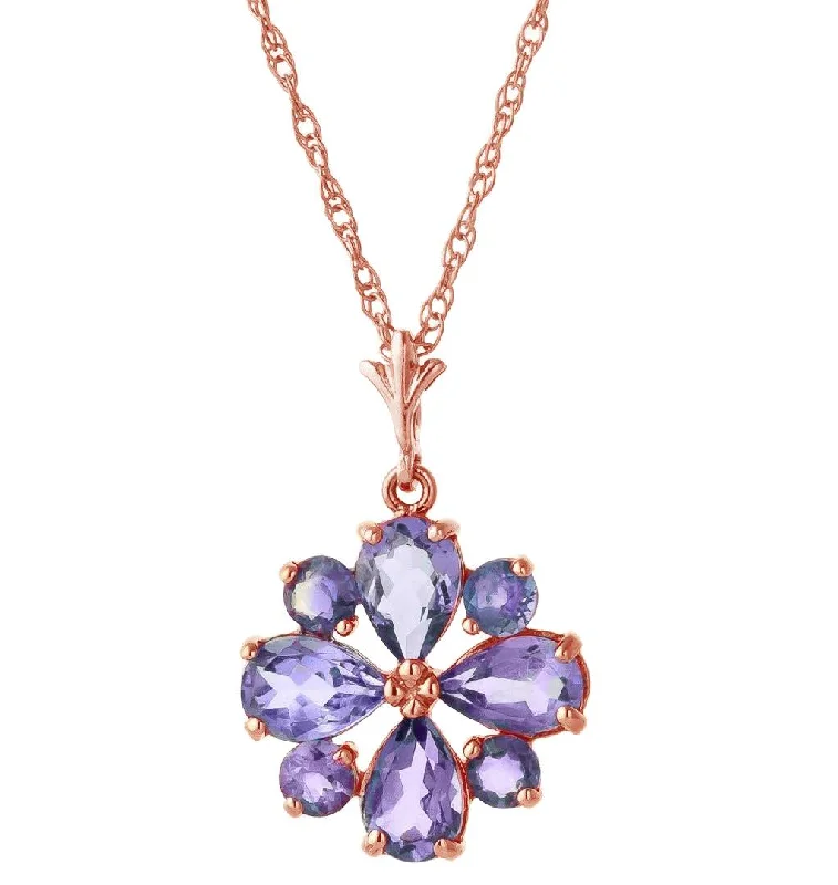 2.43 Carat 14K Solid Rose Gold Spring Tanzanite Necklace