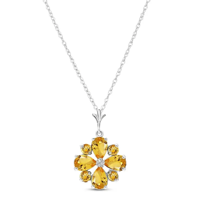 2.43 Carat 14K Solid White Gold Just Before Dawn Citrine Necklace