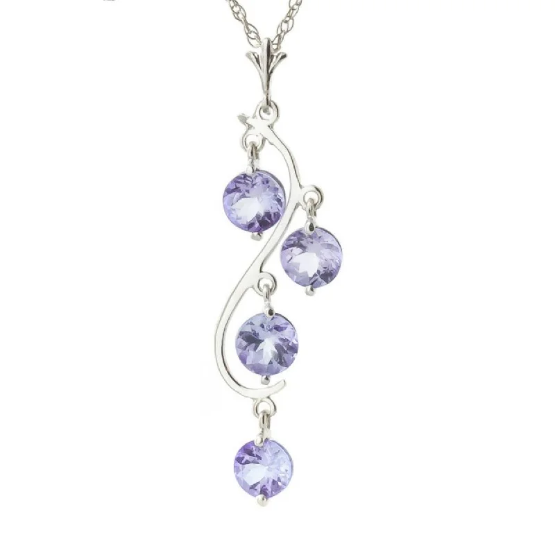 2 Carat 14K Solid White Gold Holding On Tanzanite Necklace