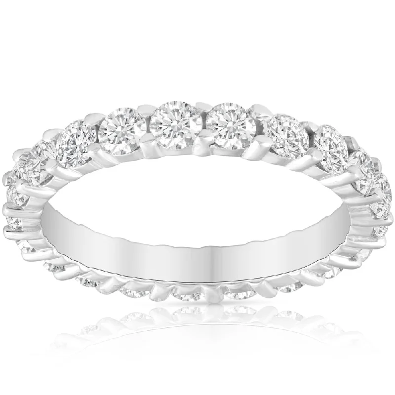 2 Ct Lab Grown Diamond Eternity Ring Womens Wedding Band 14k White Gold