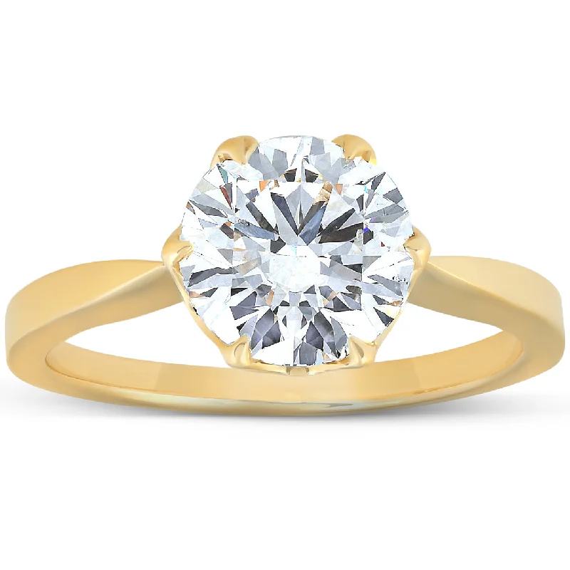 2 Ct Moissanite Solitaire Engagement Ring 14k Yellow Gold