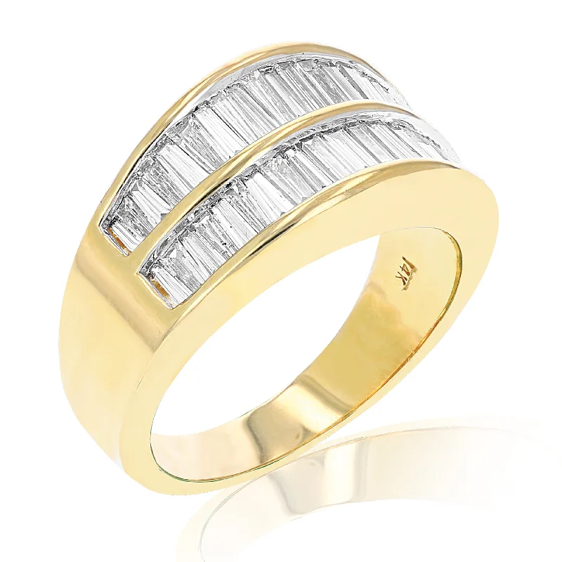 2 cttw Baguette Diamond Wedding Band 14K Yellow Gold Channel Set