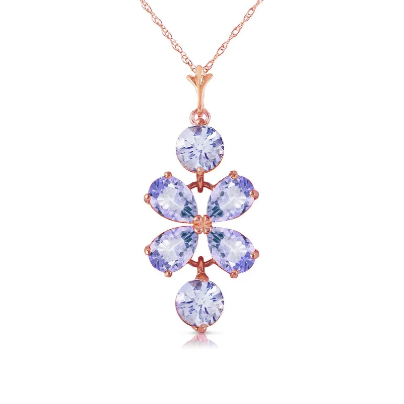 3.15 Carat 14K Solid Rose Gold Necklace Natural Tanzanite