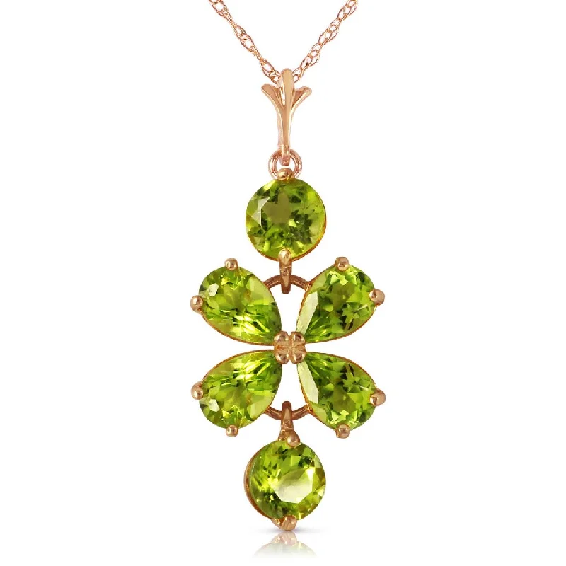 3.15 Carat 14K Solid Rose Gold Petals Peridot Necklace