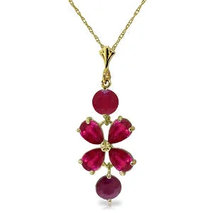 3.15 Carat 14K Solid Yellow Gold The Rain Came Ruby Necklace