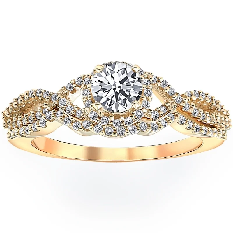 3/4 Ct Diamond Engagement Infinity Wedding Ring Set 14k Yellow Gold