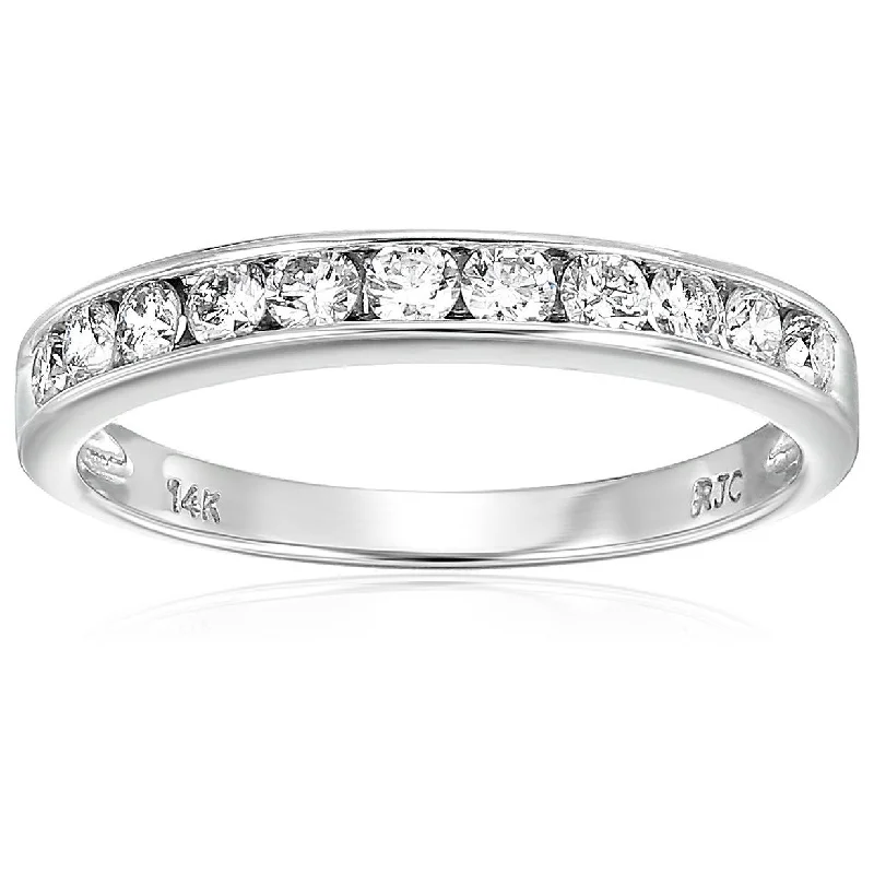 3/4 cttw Diamond Wedding Band for Women, Classic Diamond Wedding Band in 14K White Gold Channel Set