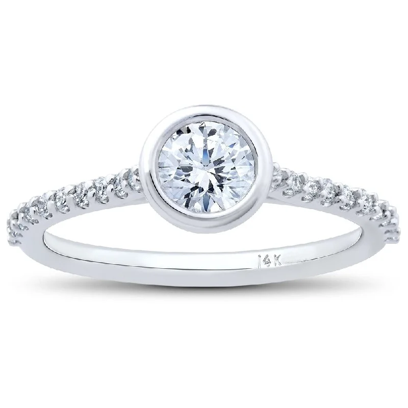 3/4ct Charlotte Lab Created Diamond Engagement Ring 14k White Gold