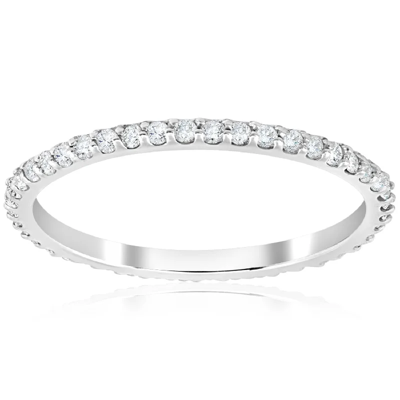 3/8ct Diamond Eternity Ring 14k White Gold Womens Stackable Wedding Band