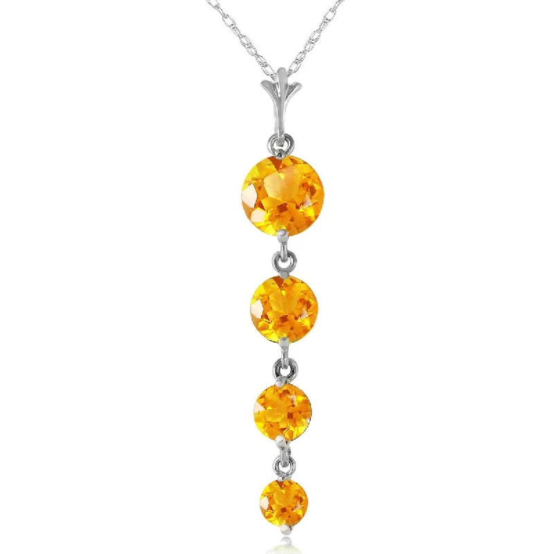 3.9 Carat 14K Solid White Gold Love Course Citrine Necklace