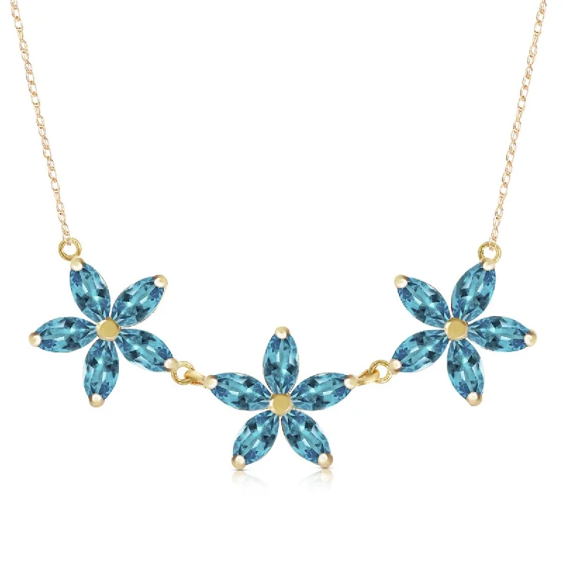 4.2 Carat 14K Solid Yellow Gold Inheritance Of Joy Blue Topaz Necklace