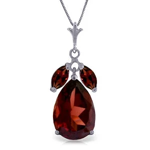 6.5 Carat 14K Solid White Gold Many Aspects Garnet Necklace