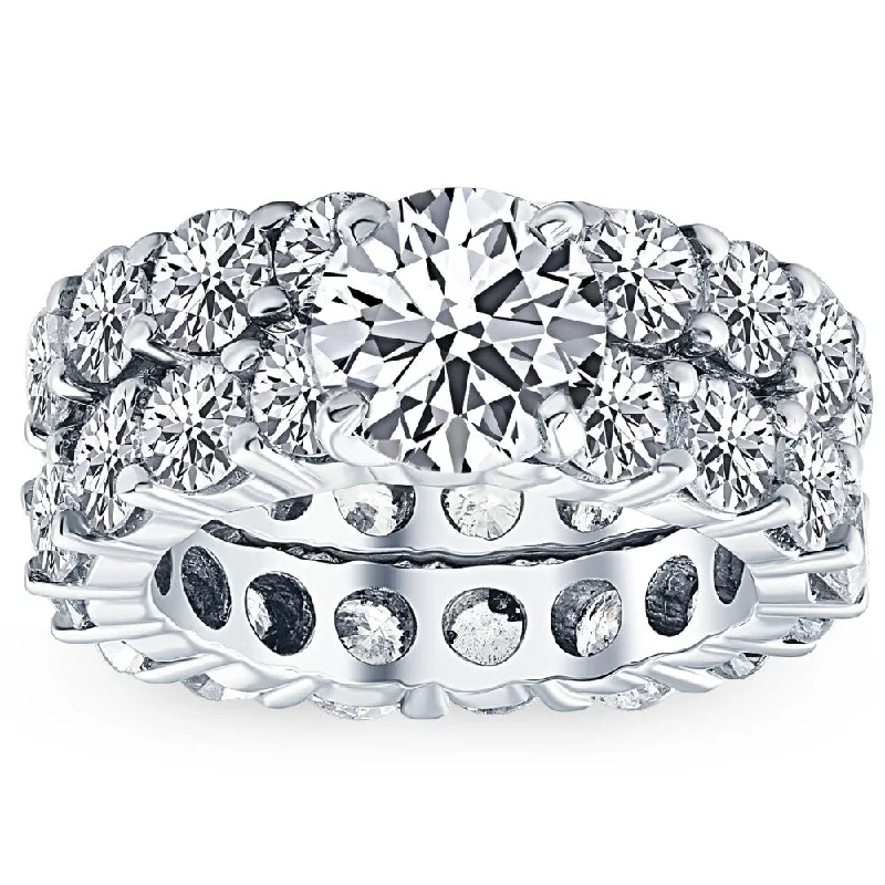 9 1/2ct Diamond Eternity Engagement Ring Wedding Set 14k White Gold