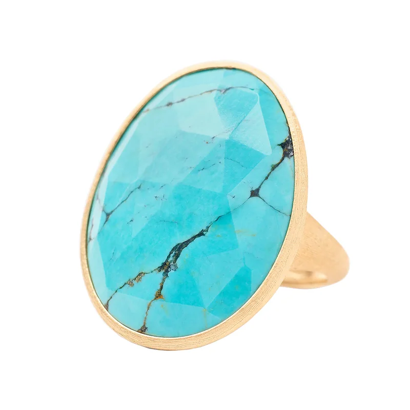 Lunaria Cocktail Ring with Mexican Turquoise