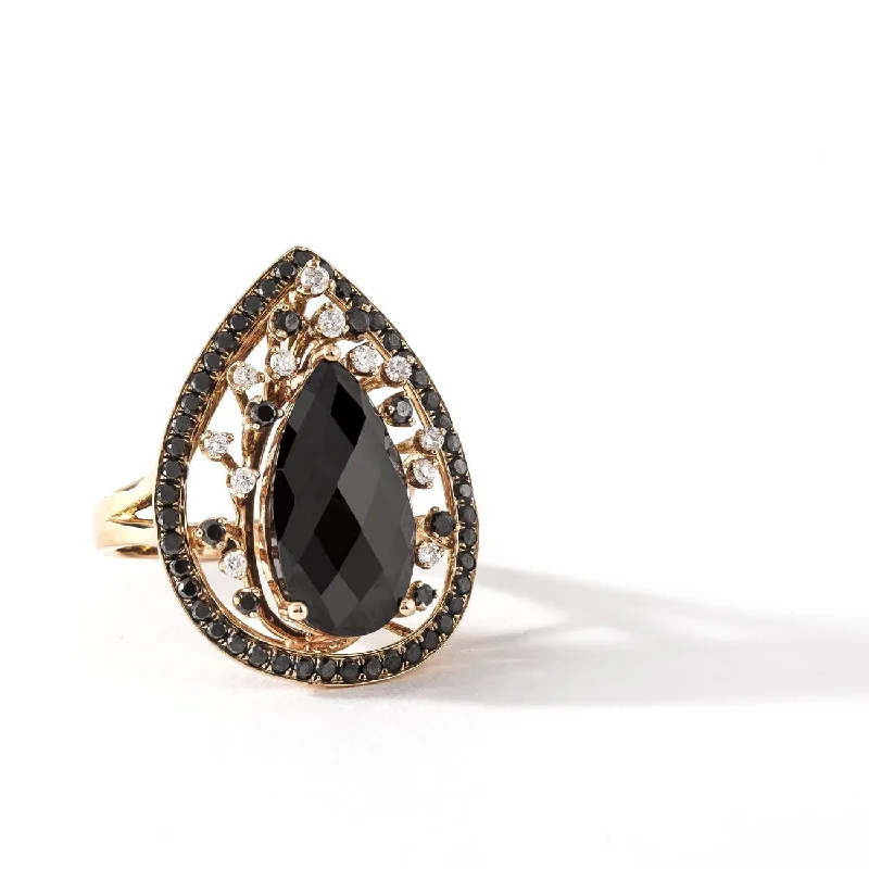 Pear Mystery - Black Diamond Ring - Red Gold®