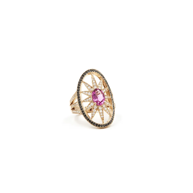 Ring - 18-Karat Solid Gold, Daimond And Tourmaline Gemstone Ring - RED GOLD®