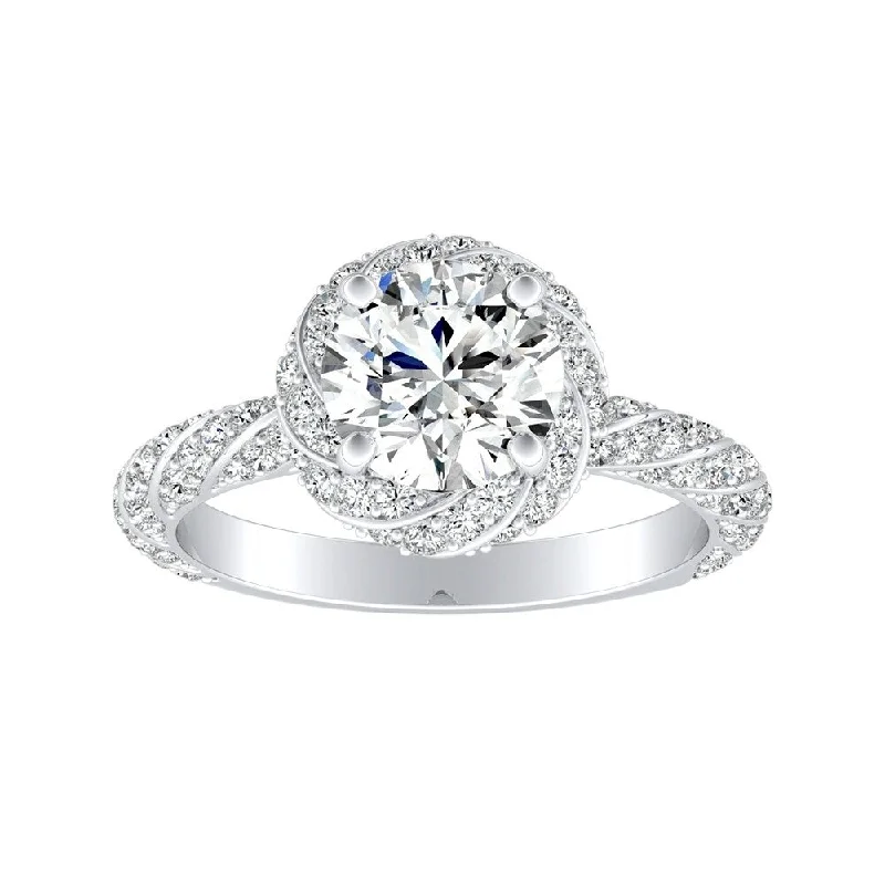 Auriya 1/2ct Round Moissanite and 5/8ctw Halo Diamond Engagement Ring 14k Gold