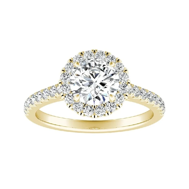 Auriya 14k Gold 3/4ct Moissanite Halo Diamond Engagement Ring 3/8ctw