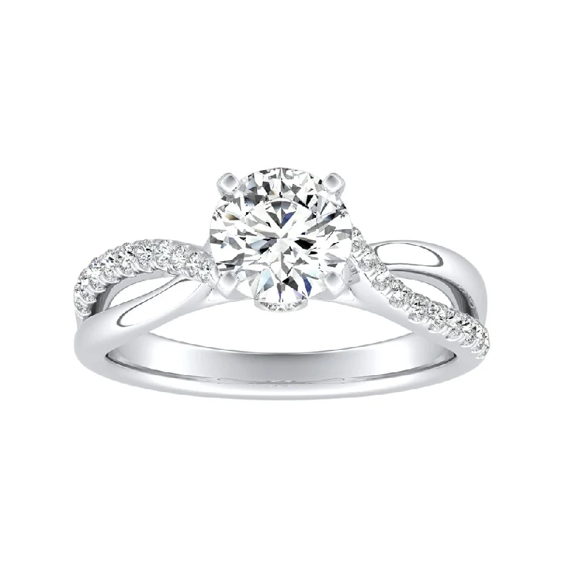 Auriya 14k Gold Round 3ct Moissanite and 1/5ct TDW Diamond Engagement Ring