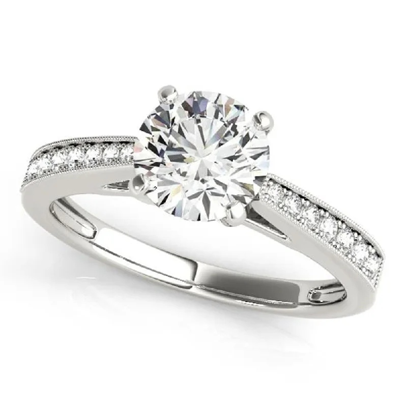 Auriya Classic 1 1/2ct Moissanite and Diamond Engagement Ring 1/6ctw 14K Gold