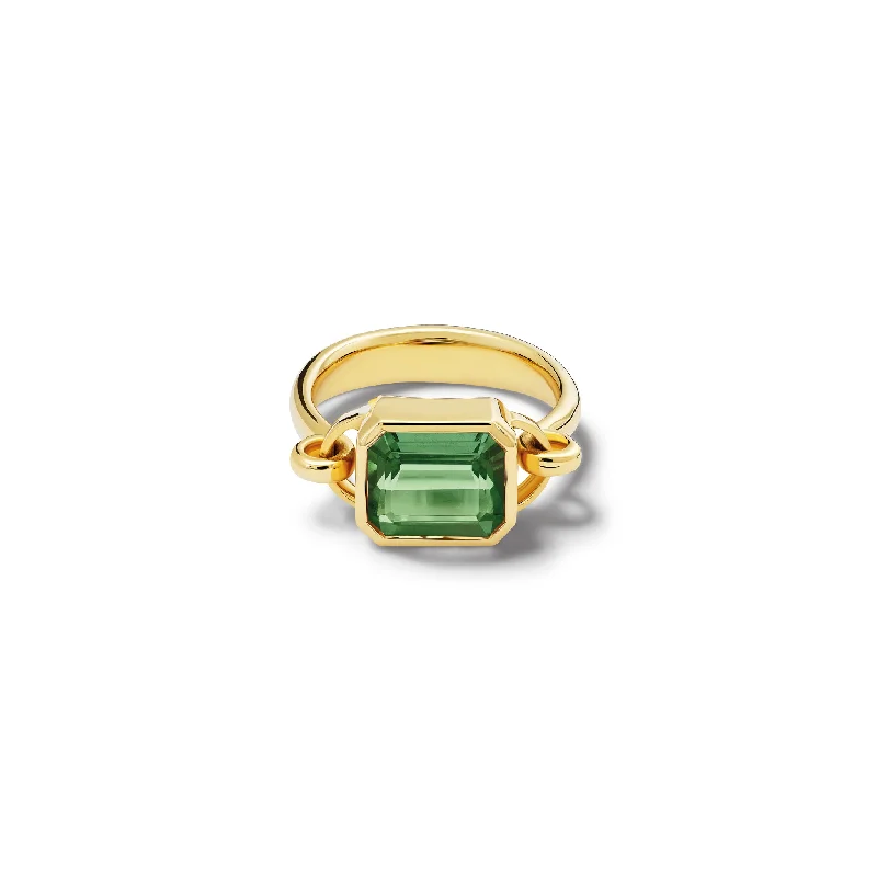 Baguette Ring 18ct Yellow Gold - Indicolite Green Tourmaline