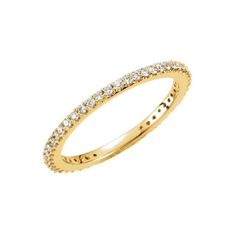 Curata 14k Yellow Gold Polished 0.33 Carat Diamond Stackable Ring