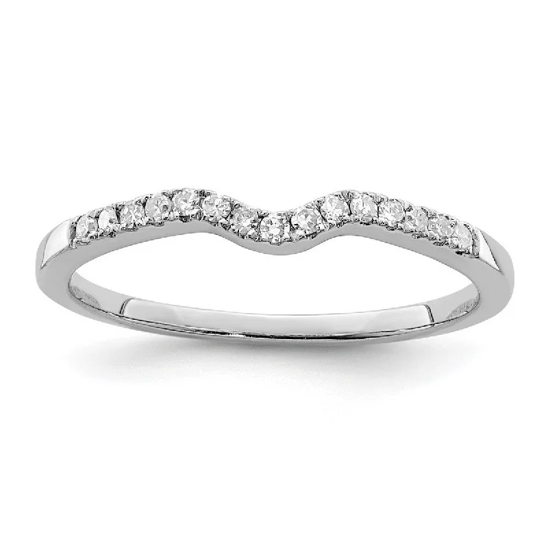 Curata 925 Sterling Silver Polished Prong set Closed back Rhodium Plated Diamond Wrap Ring