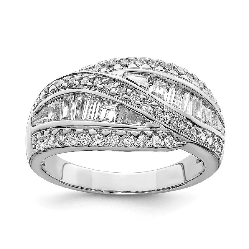 Curata 925 Sterling Silver Solid Polished Open back CZ Cubic Zirconia Simulated Diamond Ring