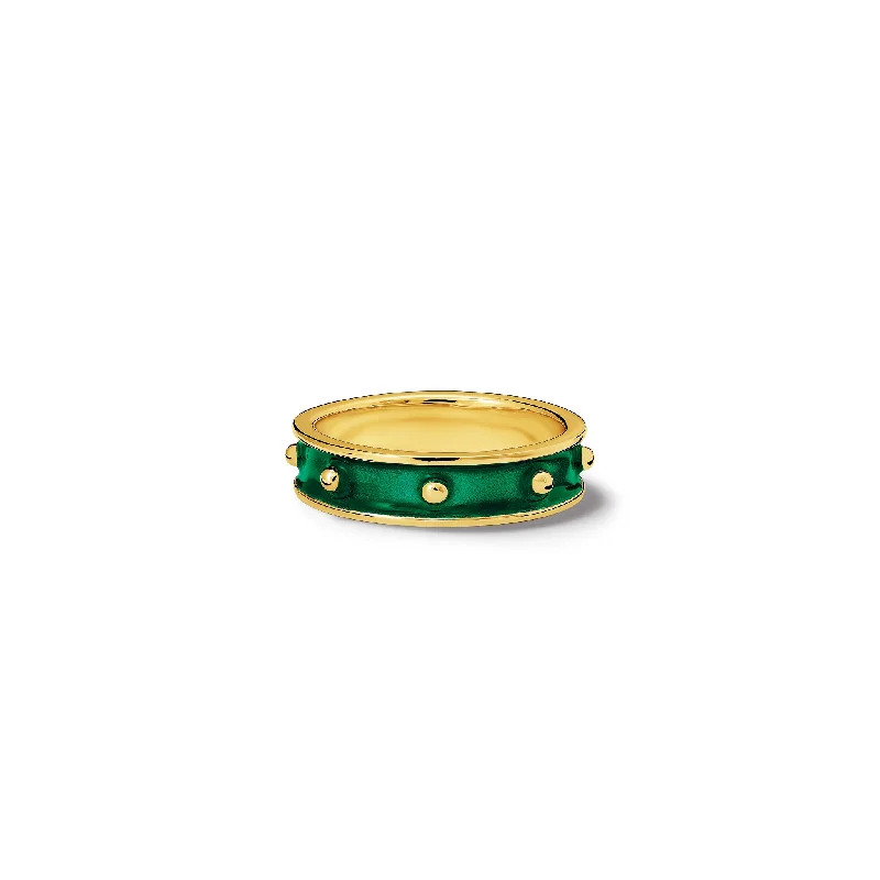 Decimus Ring 18ct Yellow Gold - Emerald Green Enamel