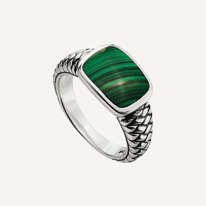 Navigator Men’s Silver Malachite Ring