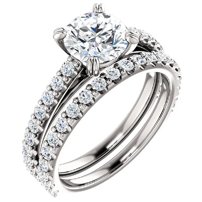 G/SI 2 ct Diamond Engagement Wedding Ring Set White Gold Enhanced