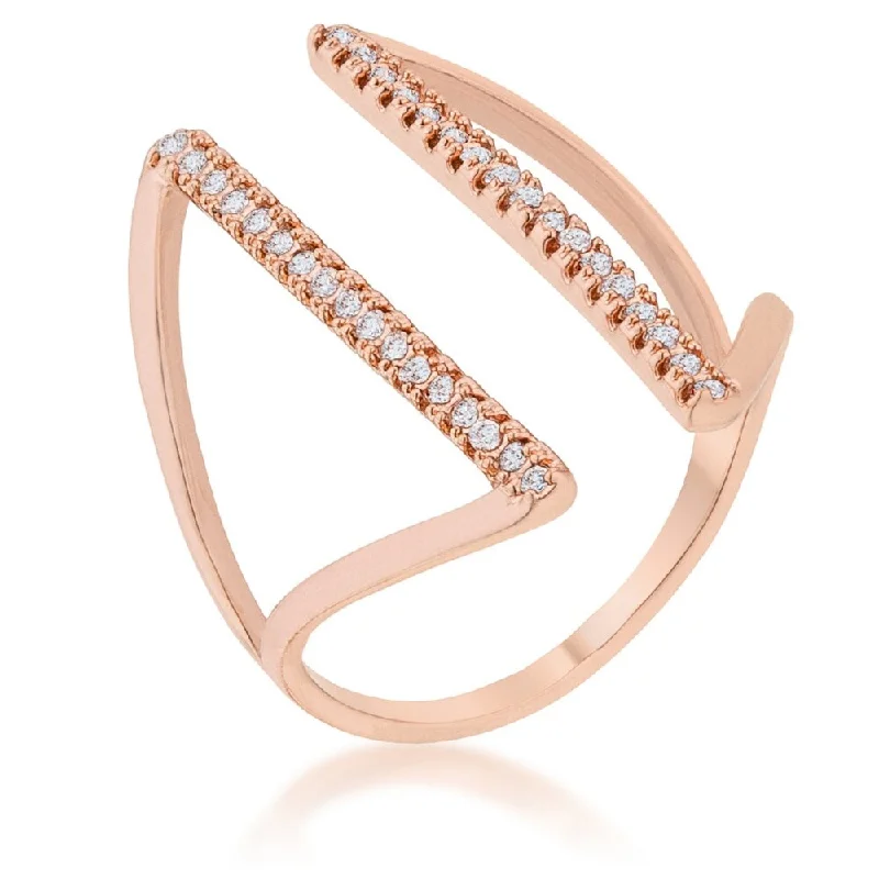 Jena 0.2Ct Cz Rose Gold Delicate Parallel Ring