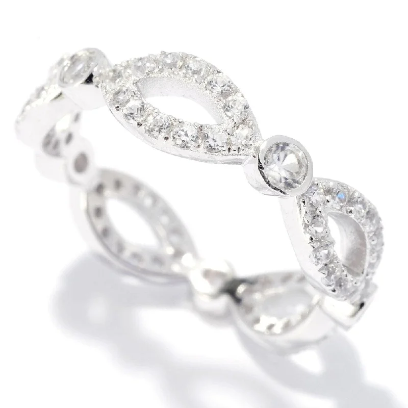 Platinum O/ Silver 1.39Ctw White Natural Zircon Eternity Ring