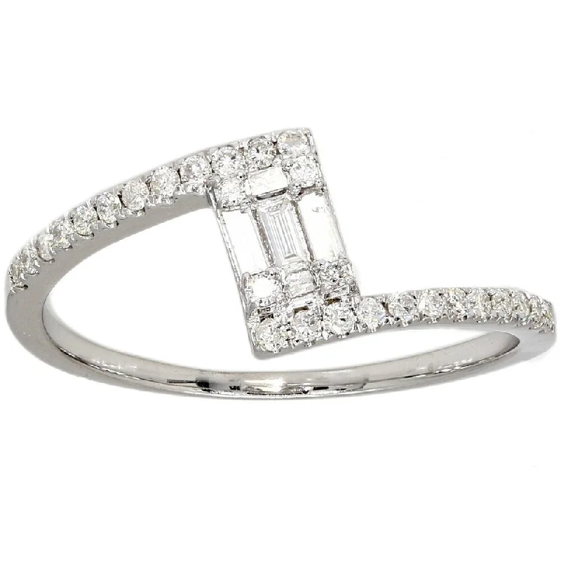 Pompeii3 10k White Gold .27 Ct. TDW Marquise & Round Diamond Unique Engagement Ring